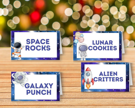 Outer Space Food Tent Cards Printable