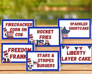 Uncle Sam Patriotic Tent Table Place Card Printable with Canva Edit Link