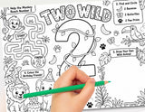 Two Wild Second Birthday Activity Placemat Printable, Jungle Safari Birthday Activity