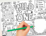 Wild One First Birthday Activity Placemat Printable, Jungle Safari Birthday Activity