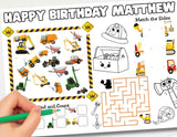 Construction Birthday Placemat – Printable Party Activity