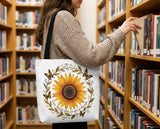 Inspirational Sunflower Tote Bag, Positive Affirmation Butterfly Bag, Motivational Quote Book Bag, Trendy Clipart Floral Tote
