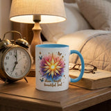 Shine Bright Beautiful Soul Inspirational Quote Mug, Positive Affirmation Butterfly Art, Motivational Trendy Clipart Coffee Cup