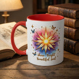Shine Bright Beautiful Soul Inspirational Quote Mug, Positive Affirmation Butterfly Art, Motivational Trendy Clipart Coffee Cup