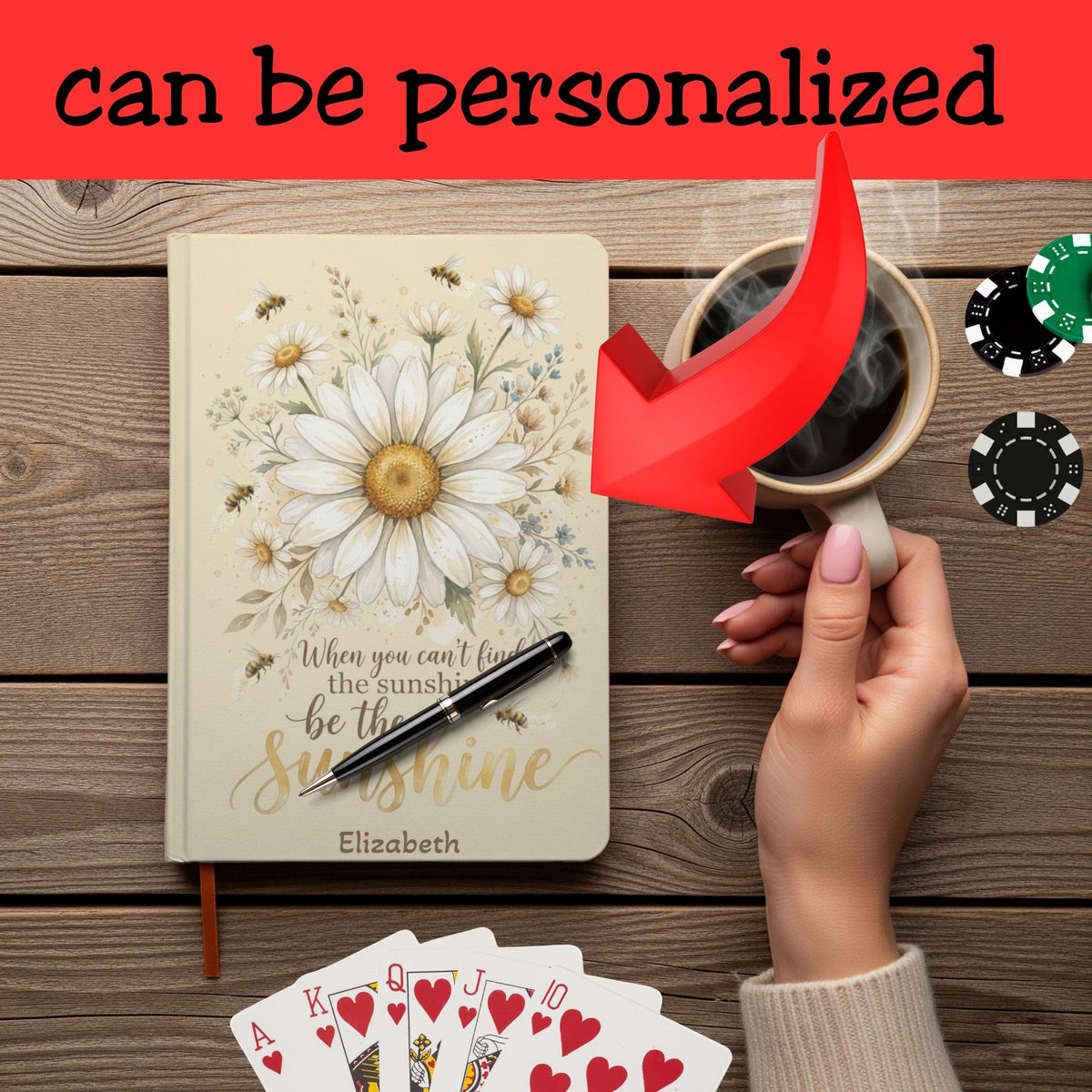 When You Cant Be The Sunshine Personalized Daisy Bee Journal