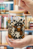 Boo Brew Bandit Ghost Raccoon Glass Cup and Cup Wrap
