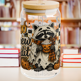 Boo Brew Bandit Ghost Raccoon Glass Cup and Cup Wrap