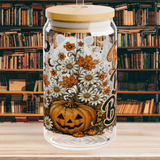 Boo Brew Bandit Ghost Raccoon Glass Cup and Cup Wrap