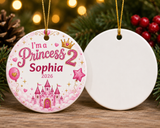 Personalized 2nd Birthday Ornament, Im a Princess 2 Ornament, Princess Birthday Gift for Girl, Custom Name Year Christmas Ornament