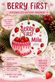 Berry First Birthday Ornament, Personalized Strawberry First Birthday Gift, Baby Girl 1st Birthday Christmas Ornament, Name Year Keepsake