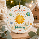 First Trip Around the Sun Ornament, Personalized First Birthday Ornament, Baby First Christmas Keepsake, Name and Year Ornament