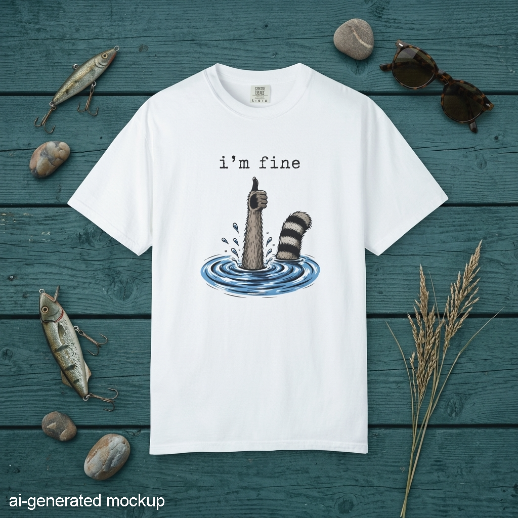 I’m Fine Raccoon Shirt, Funny Sarcastic Graphic Tee, Relatable Humor T Shirt, Trendy Raccoon Tee, Funny Mood Shirt for Women