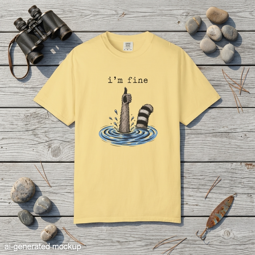 I’m Fine Raccoon Shirt, Funny Sarcastic Graphic Tee, Relatable Humor T Shirt, Trendy Raccoon Tee, Funny Mood Shirt for Women