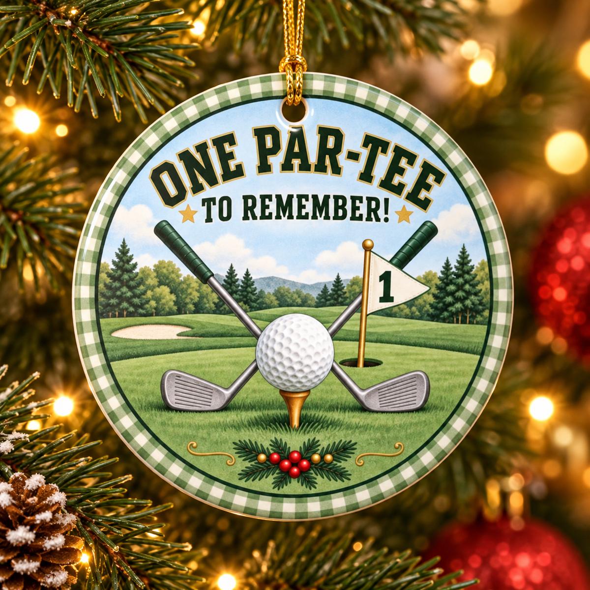 Personalized Hole In One Ornament, First Birthday Golf Christmas Ornament, One Par-Tee Baby Boy Keepsake, Name Year Ornament