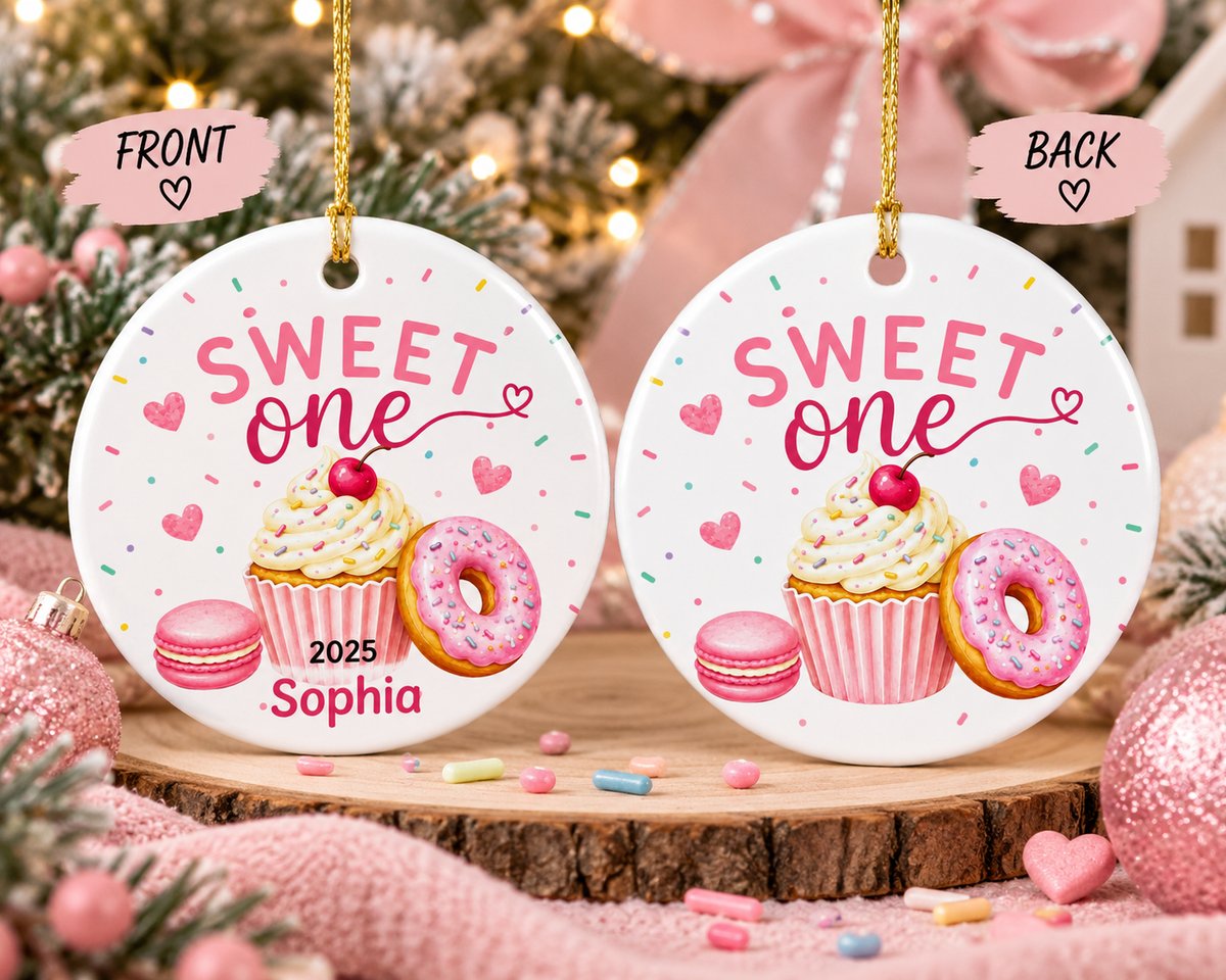 Sweet One Birthday Ornament, Personalized 1st Birthday Christmas Ornament, First Birthday Keepsake, Name and Year Ornament