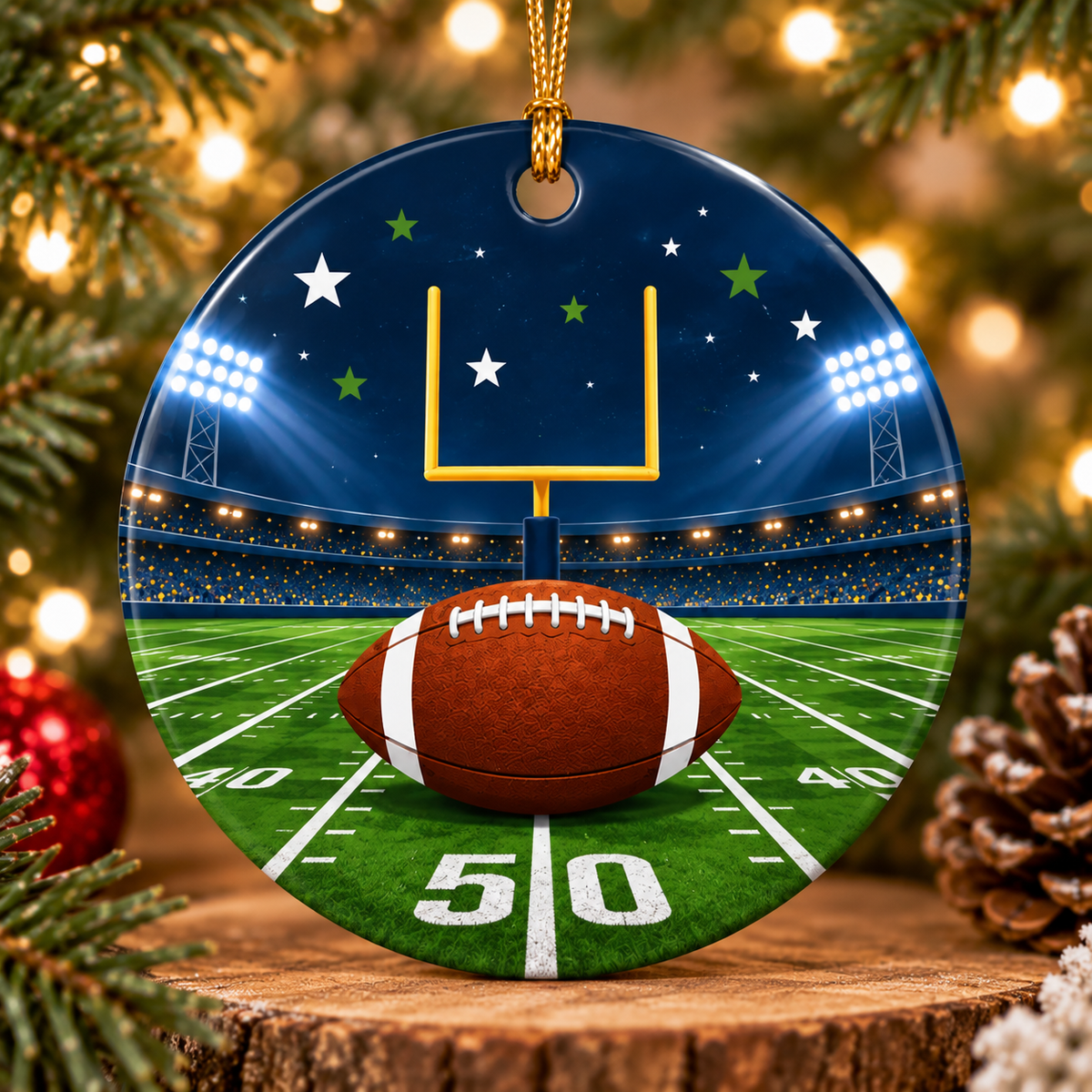 Personalized First Down Birthday Ornament, Football Birthday Keepsake, 1st Birthday Football Gift, Custom Name Year Christmas Ornament