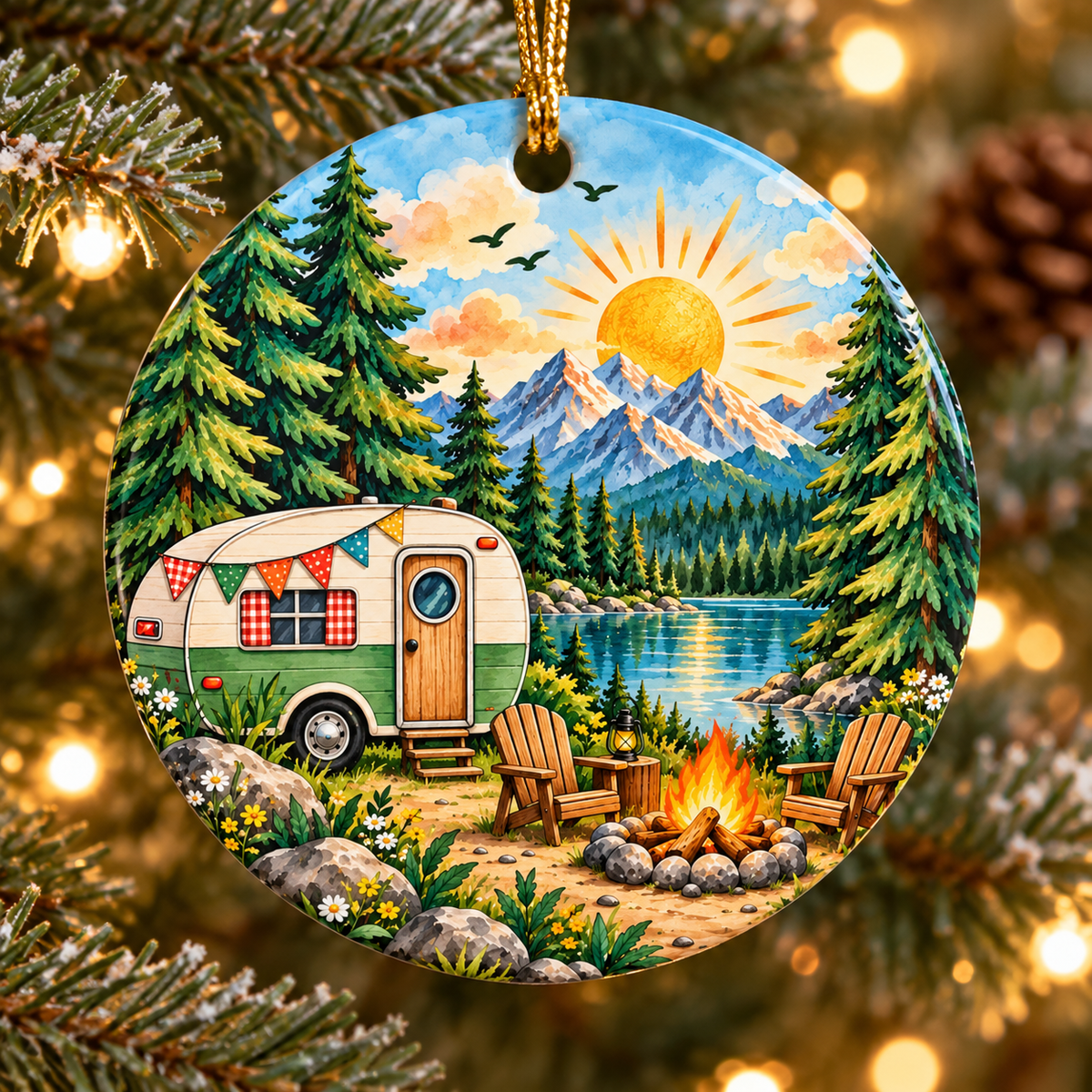 One Happy Camper Ornament, Personalized First Birthday Christmas Ornament, Camping Birthday Keepsake, Custom Name Year Gift