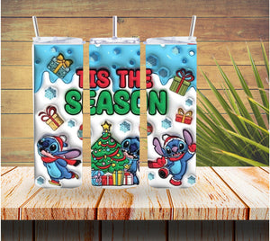 Tis the Season Stitch 3D Christmas 20 ounce Stainless Steel Tumbler *521