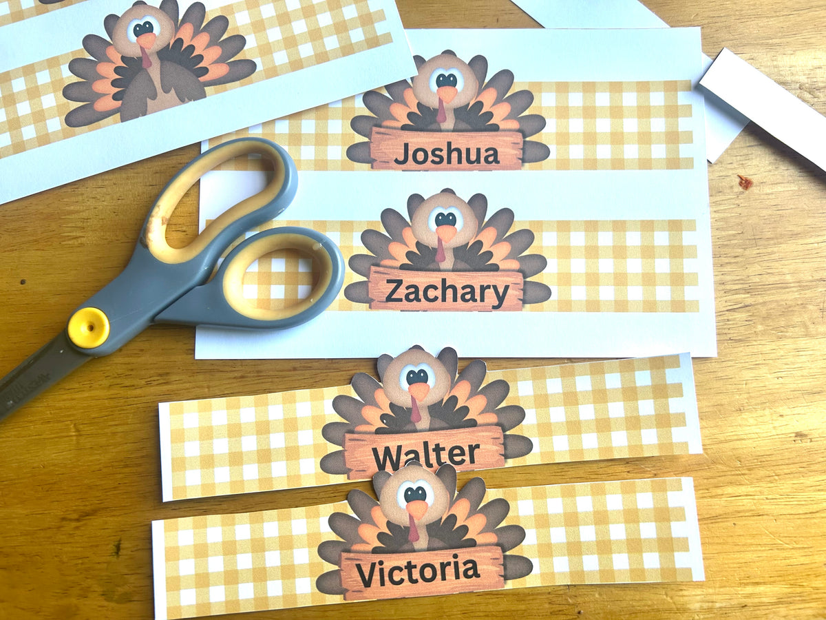Thanksgiving Turkey Personlizable Napkin Ring Printable with Canva Teamplate