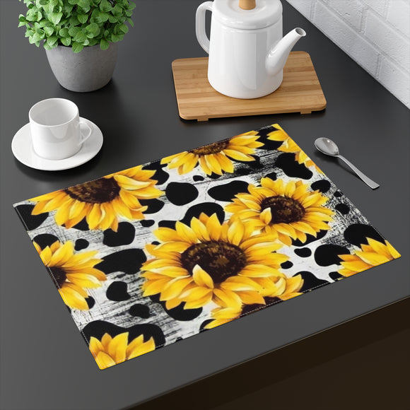Sunflowers and Cow Print Farm House Style Decor Kitchen Placemat