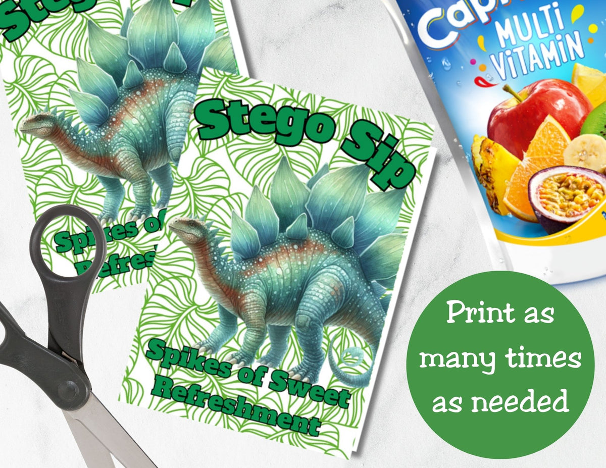 Dinosaur Capri Sun Label Printable