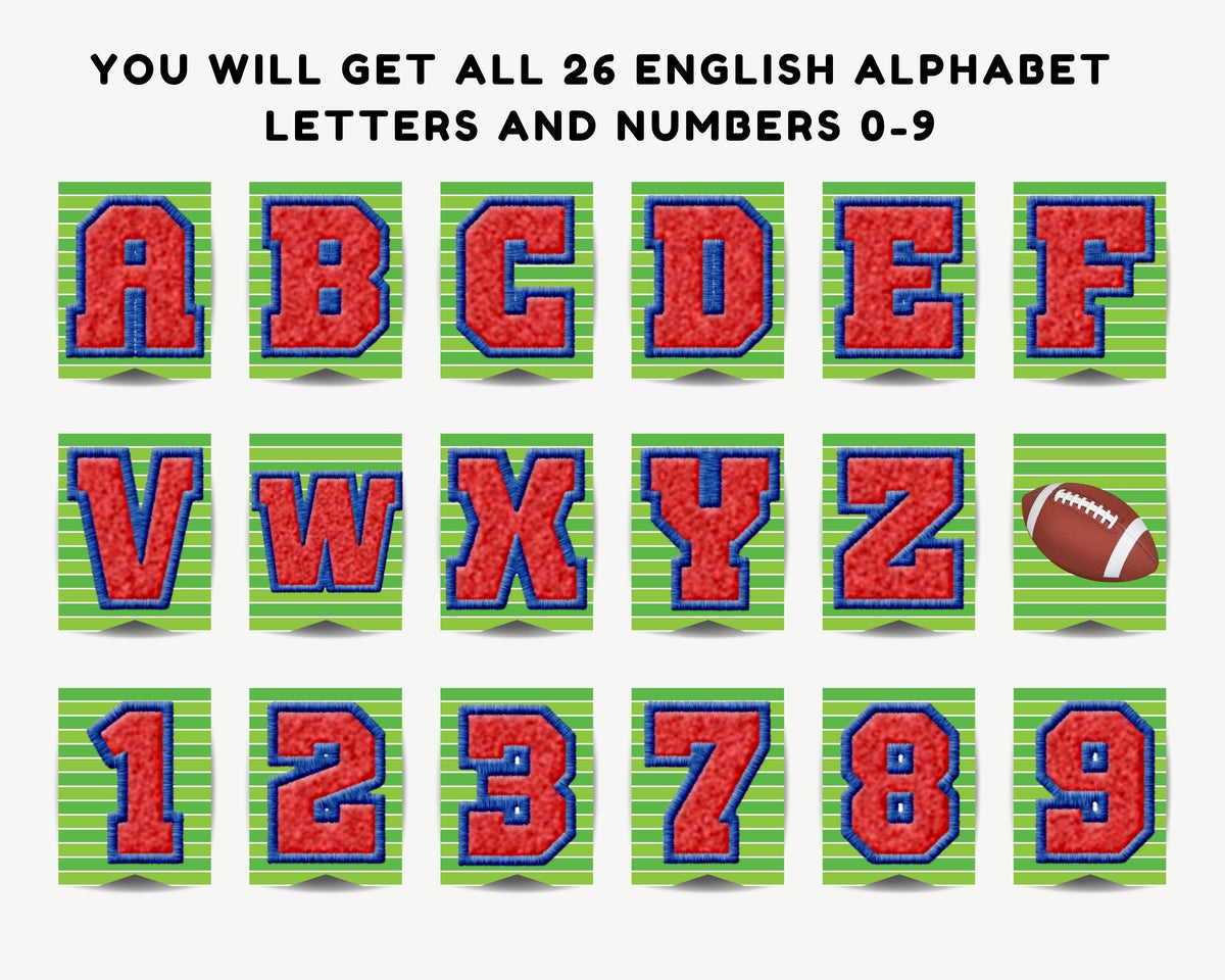 Red and Blue Football Varsity Letters Pennant Banner Printable with Canva Template