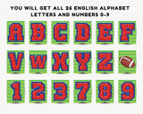 Red and Blue Football Varsity Letters Pennant Banner Printable with Canva Template