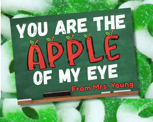 You are the Apple of my Eye Back to School First Day Bag Topper Canva Template Printable Gift from Teacher