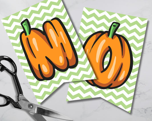 Chevron Pumpkin Canva Template Pennant Banner Printable