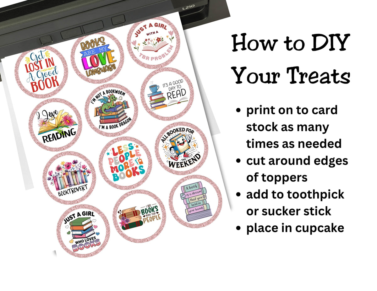 Book Lover Cupcake Topper Printable