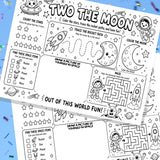 Two The Moon Birthday Activity Placemat Printable