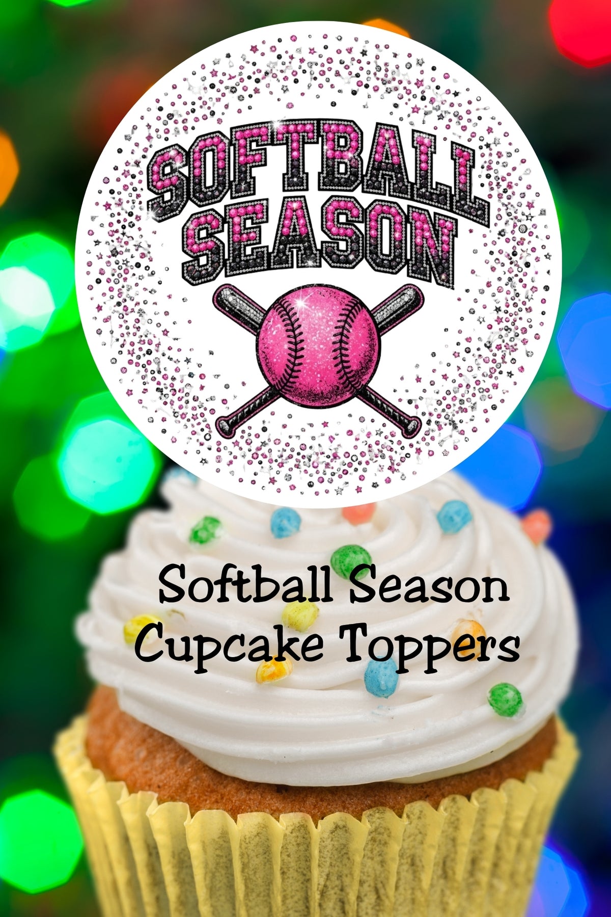 Pink Softball Cupcake Toppers Printable