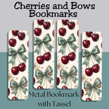 Cherry Bow Metal Bookmark with Tassel