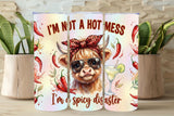 Hot Mess Cow Tumbler Wrap – Spicy Disaster Highland Cow Design   *865