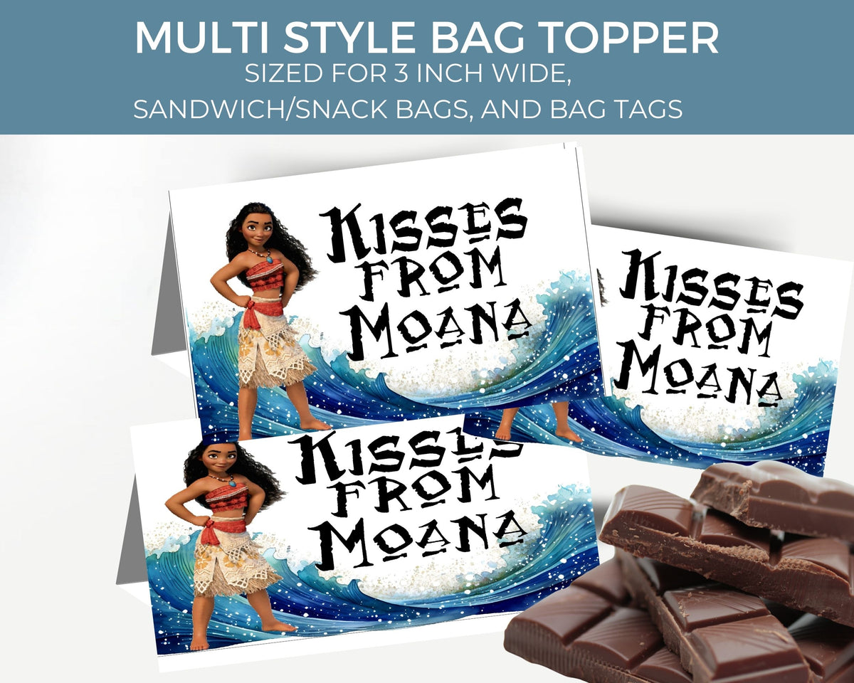 Moana Kisses Printable Candy Bag Topper