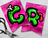 Pink Zombie Halloween Pennant Banner Printable