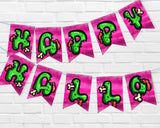 Pink Zombie Halloween Pennant Banner Printable