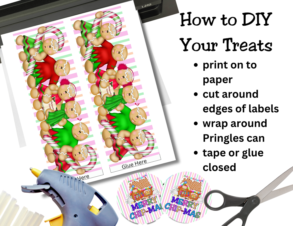 Gingerbread “Merry CHIP-MAS” Pringles Can Label Printable