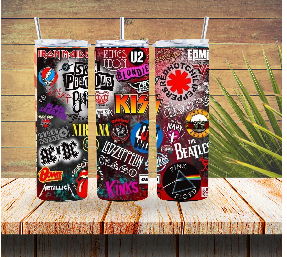 Rock Bands Cartoon Collage 20 ounce Stainless Steel Tumbler
