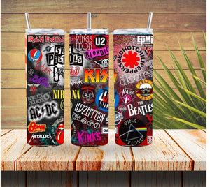 Rock Bands Cartoon Collage 20 ounce Stainless Steel Tumbler