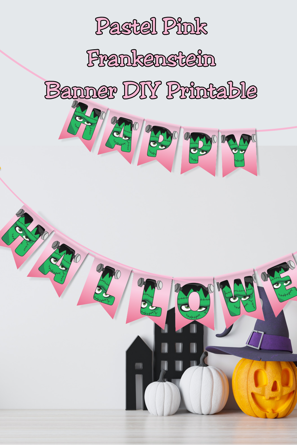 Frankenstein Pastel Halloween Pennant Banner Printable