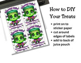 Frankenstein Capri Sun Label Printable – Monster Mash Party Drink Labels