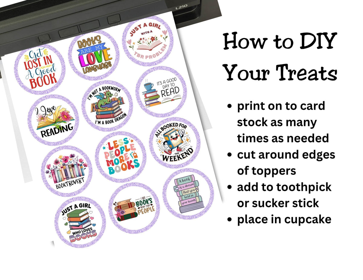 Book Lover Cupcake Topper Printable