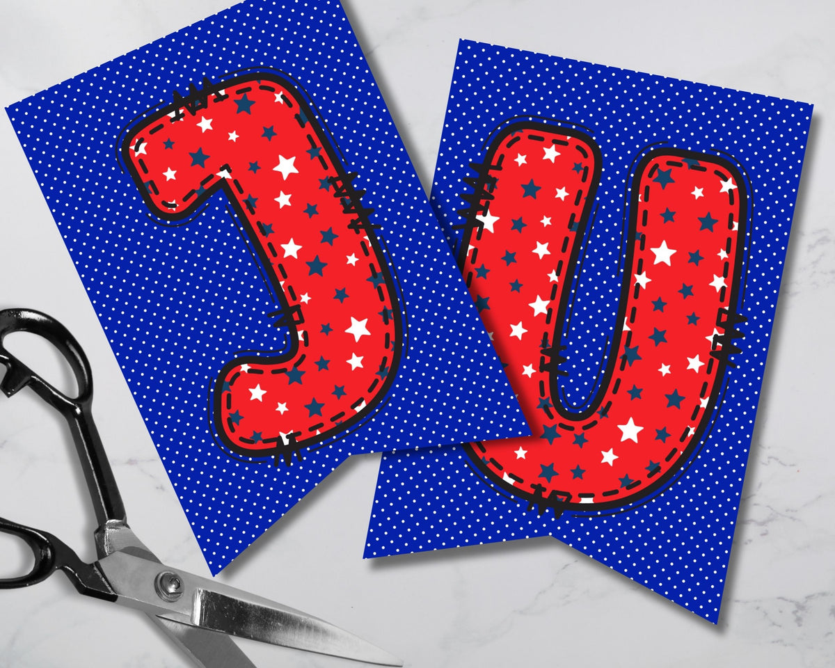 Red White Blue Pennant Banner Printable