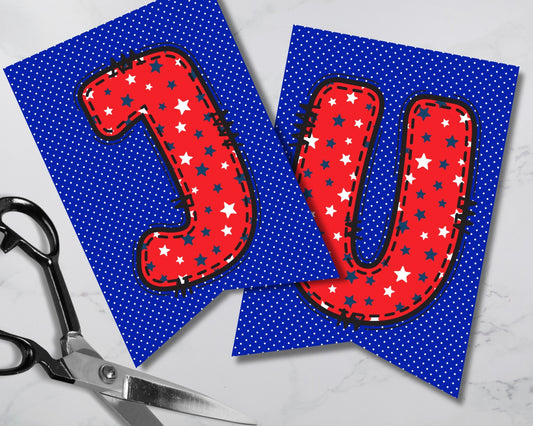 Red White Blue Pennant Banner Printable