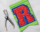 Red and Blue Football Varsity Letters Pennant Banner Printable with Canva Template
