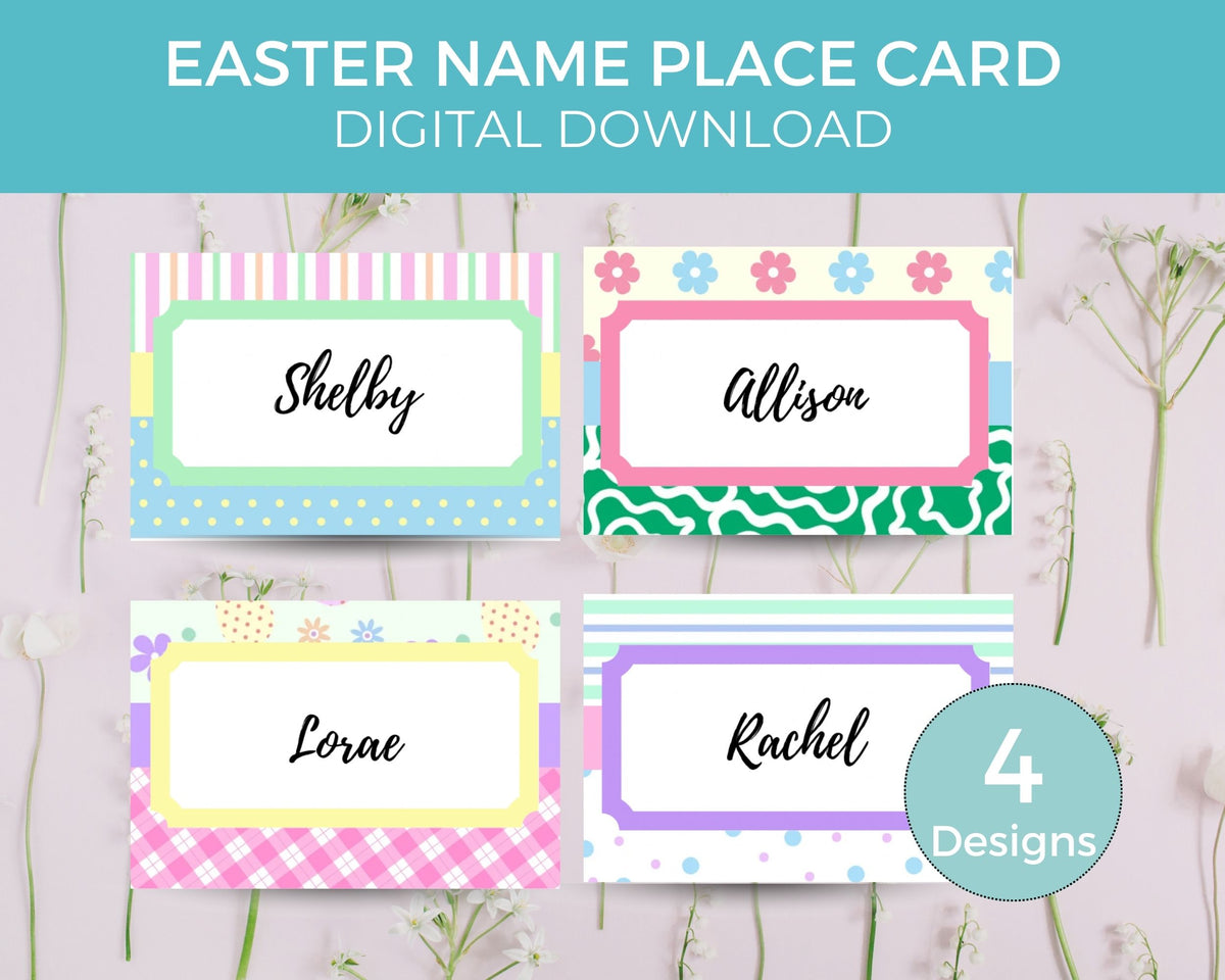 Spring Patterned Editable Place Card Printable