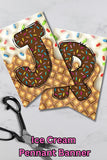 Ice Cream Pennant Banner Printable and Canva Template