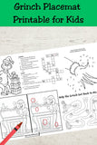 Grinch Activity Placemat Printable