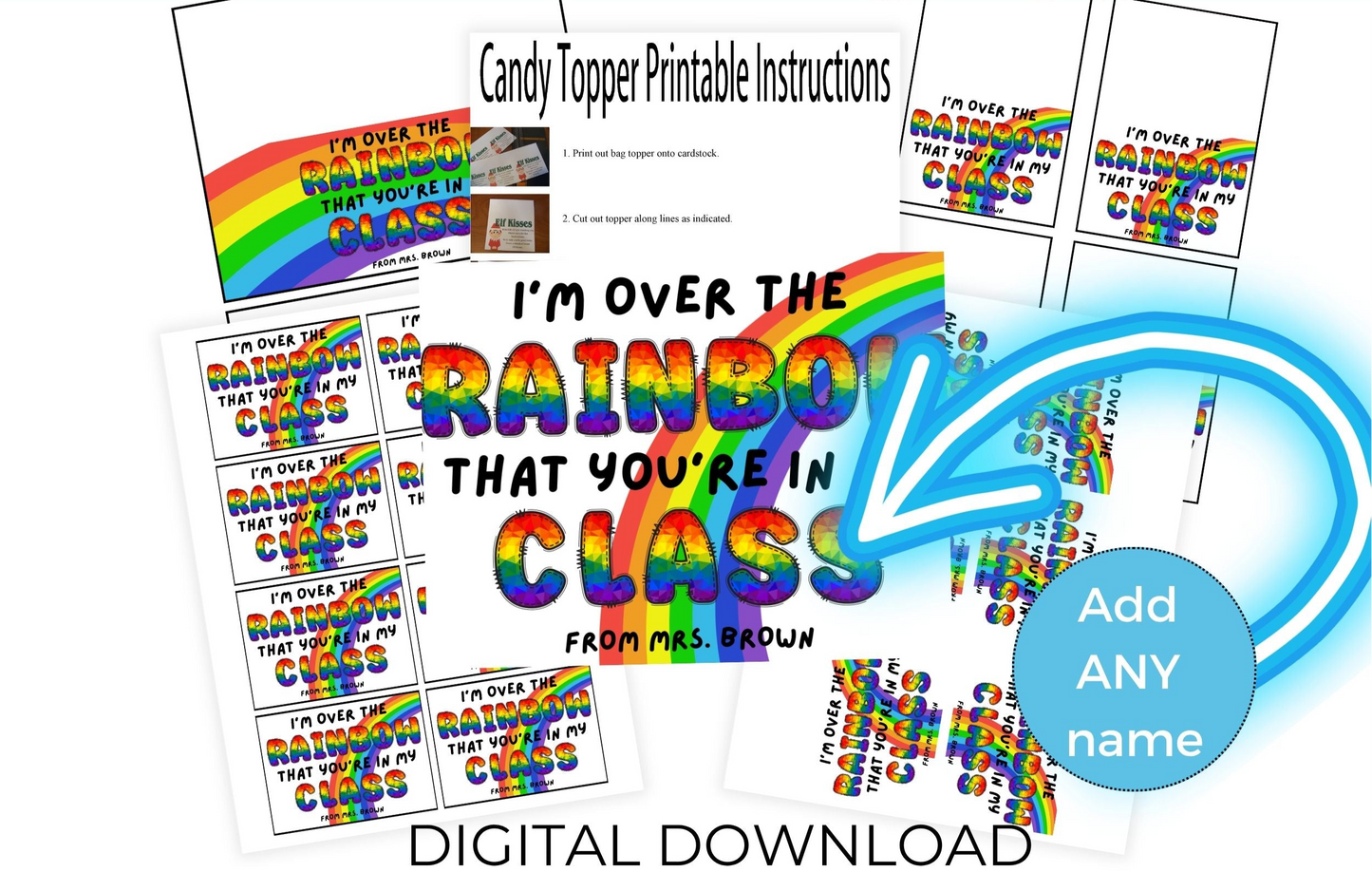 Class Rainbow Bag Topper Canva Template Printable